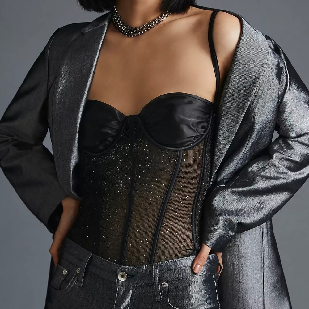 Anthropologie Black Sheer Bodysuit